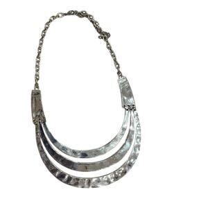Silver multi layer statement necklace